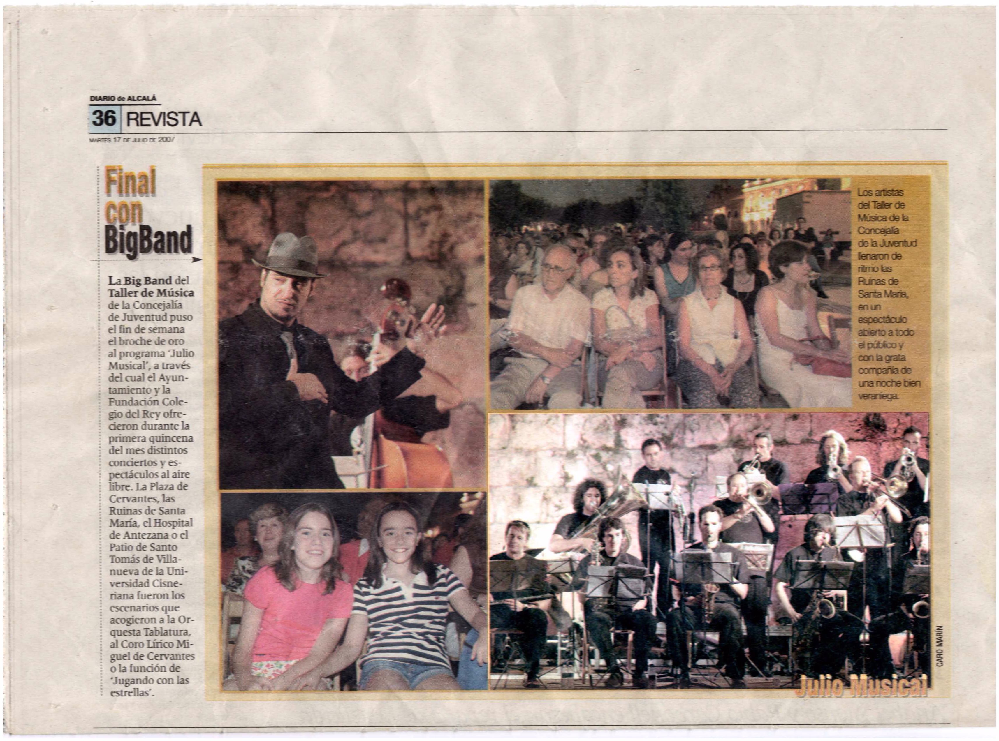 Una revista de la Big Band en el Diario de Alcalá de 2007, llamada 'Final con BigBand'